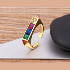 Copper Cubic Zirconia Gold Princess Free Size Adjustable Ring Women