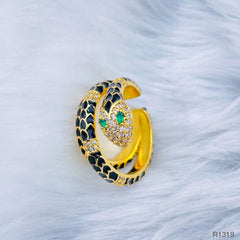 Snake Copper Cubic Zirconia Gold Multi colour  Adjustable Ring Women