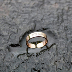Gold Customized Personalised Laser Engraved Letter Both Side Ring