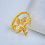 Copper Cubic Zirconia Butterfly Free Size Adjustable Ring Women