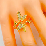 Copper Cubic Zirconia Butterfly Free Size Adjustable Ring Women