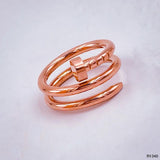 Stainless Steel Layered Nail 18K Rose Gold Ring for Women