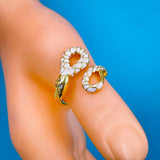 Copper White Enamel Snake 18K Gold Free Size Ring for Women