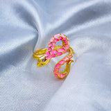 Copper Baby Pink Enamel Snake 18K Gold Free Size Ring for Women