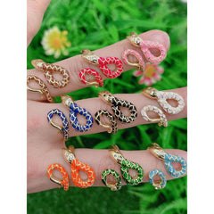 Copper Black Enamel Snake 18K Gold Free Size Ring for Women