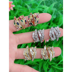 Copper Arrow Cubic Zirconia Crystal Baguette Silver Adjustable Ring