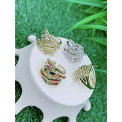 Copper Arrow Cubic Zirconia Crystal Baguette Silver Adjustable Ring