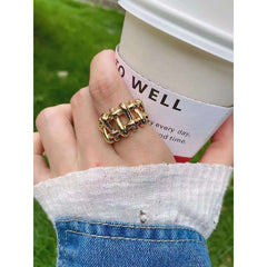 Copper Filigree Gold Free Size Adjustable Ring For Women