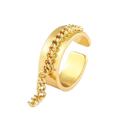 Copper Gold Curb Free Size Adjustable Band Ring For Women