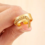 Copper Gold Curb Free Size Adjustable Band Ring For Women