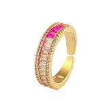 Graduating Shades of Pink Zircon 18K Gold Copper Free Size Ring Women