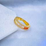 Graduating Shades of Orange Zircon 18K Gold Copper Free Size Ring Women