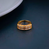 Invisible Set Baguette Cubic Zirconia 18K Gold Copper Ring For Women