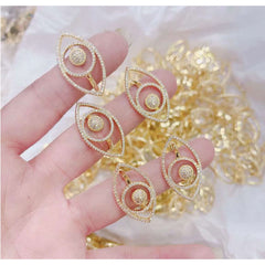Evil Eye Cubic Zirconia 18K Gold Copper Free Size Ring for Women