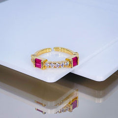 Smart Emerald Green Cubic Zirconia 18K Gold Open Back Ring for Women