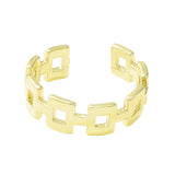 Geometric Square Smart 18K Glossy Gold Open Back Ring for Women