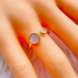 Round Mother of Pearl White Gold Free Size Adjustable Ring For Women