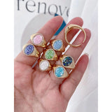 Aqua Studded Mother of Pearl Oval Smart 18K Free Size Ring Women