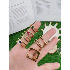 Square Smart Copper Cubic Zirconia 18K Gold Free Size Ring for Women