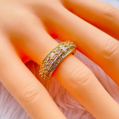 Baguette Cubic Zirconia Silver Copper Open Back Free Size Ring for Women