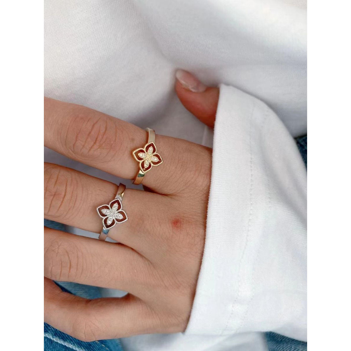 Flower Floral Filigree Cubic Zirconia 18K Gold Cuff Bangle for Women