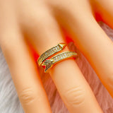Wrap Around Arrow Cubic Zirconia Copper 18k Gold Free Size Ring for Women
