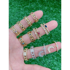 Crescent Charm Dangling Copper 18K Gold Free Size Ring for Women