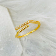Slim Arrow Geometric Copper 18K Gold Free Size Ring for Women