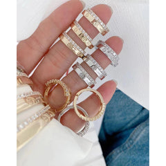 Screw Nail Copper Cubic Zirconia 18K Gold Open Back Ring for Women