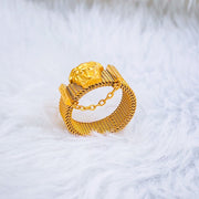 Medusa 18K Gold Stainless Steel Mesh Chain Ring for Women