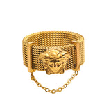Medusa 18K Gold Stainless Steel Mesh Chain Ring for Women