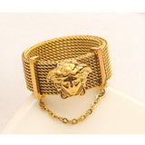 Medusa 18K Gold Stainless Steel Mesh Chain Ring for Women