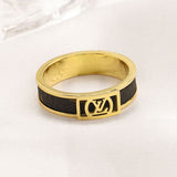Printed Black Brown 18K Gold Stainless Steel Band Ring for Women