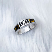 Printed Black Brown Silver Stainless Steel Band Ring for Women
