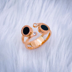 Roman Numbers Double Circle 18K Rose Gold Stainless Steel Ring for Women
