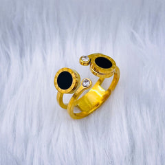 Roman Numbers Double Circle 18K Gold Stainless Steel Ring for Women