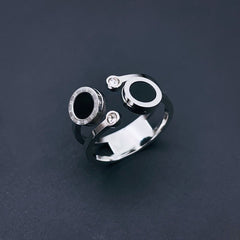 Roman Numbers Double Circle Silver Stainless Steel Ring for Women