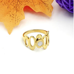 Roman Numbers Mother of Pearl 18K Gold Stainless Steel Ring for Women