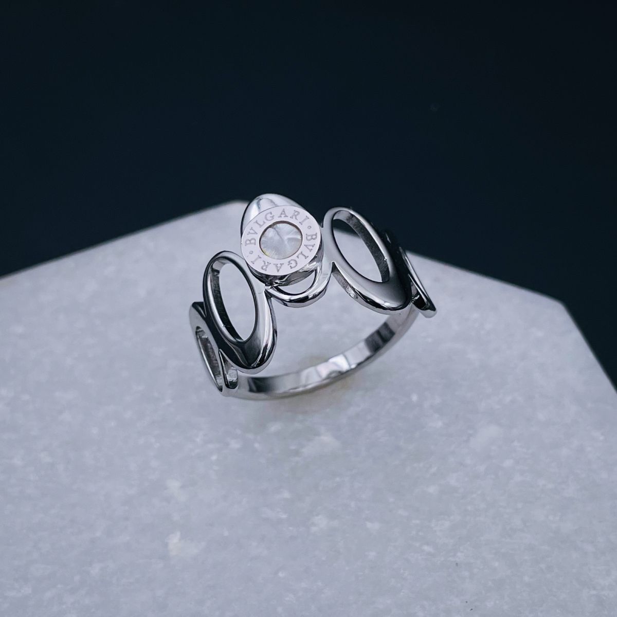 Roman Numbers Mother of Pearl Silver Stainless Steel Ring for Women