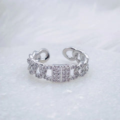 Studded Curb 18K Gold Copper Open Back Free Size Ring for Women