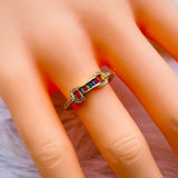 Rainbow Multi Color Baguette Cubic Zironia 18K Gold Open Back Ring for Women