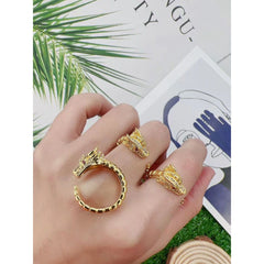 Dragon Cubic Zirconia 18K Gold Copper Open Back Ring for Women