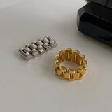 Luxury Watch band 18K Gold Stainless Steel Flexible Ring for Men Women