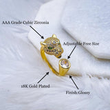 Panther Leopard Cubic Zirconia 18K Gold Free Size Ring for Women