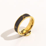 Clover Flower Brown 18K Gold Stainless Steel Band Ring For Women