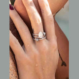Fancy Pear Zircon Silver Anti Tarnish Free Size Ring for Women