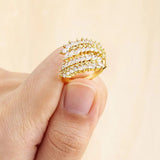 Marquise Double Leaf 18K Gold Free Size Ring for Women