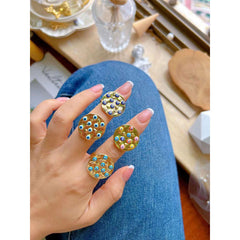 Evil Eye Cubic Zirconia Gold Free Size Adjustable Ring  Women