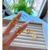 Origami Triangle Cut Out 18K Glossy Gold Anti Tarnish Free Size Ring for Women