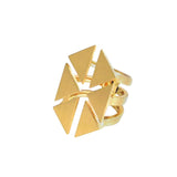 Origami Triangle Cut Out 18K Glossy Gold Anti Tarnish Free Size Ring for Women